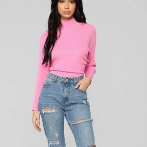 Pink Mock Neck Sweater